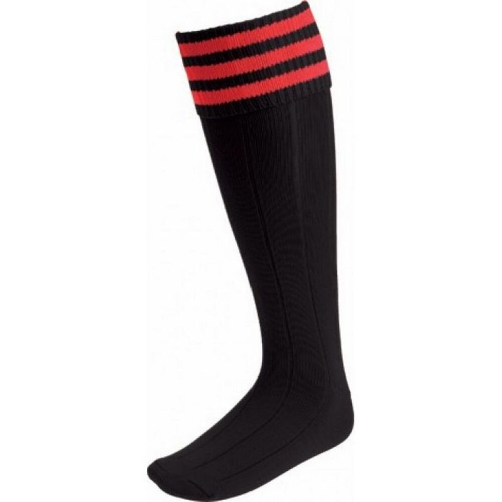 Euro Childrens/Kids Stripe Detail Football Socks / Black/Scarlet
